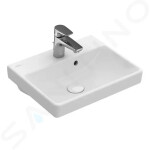 VILLEROY & BOCH - Avento Umývátko 450x370 mm, s přepadem, otvor pro baterii, CeramicPlus, Stone White 735845RW