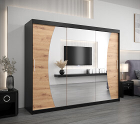 Šatní skříň Abi W0 Barva korpusu: Černá, Rozměry: 250 cm, Dveře: Dub artisan