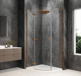 POLYSAN - GLOBE COPPER MATT čtvrtkruhový sprchový kout 900x800, čiré sklo, levé GB2980LPG