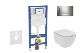 GEBERIT - Duofix Set předstěnové instalace, klozetu Tesi a sedátka softclose, tlačítko Sigma30, lesklý chrom/matný chrom SANI11CD1113