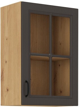 Horní prosklená skříňka Stilo 40 GS-72 1F Barva korpusu: Dub artisan, Barva dvířek: Grafit