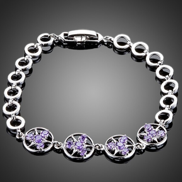 Náramek Swarovski Elements Circleis, Fialová 18 cm