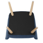 Křeslo, potah modrá manšestrová látka, dřevěné nohy, masiv kaučukovník