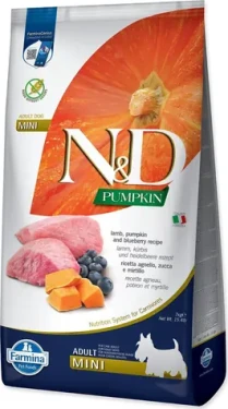 Farmina ND Pumpkin Lamb Blueberry Adult Mini / Granule pro psy / dospělá malá plemena / bez obilovin / 7 kg (L4-81617)