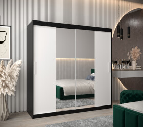 Šatní skříň Abi T1 Barva korpusu: Černá, Rozměry: 200 cm, Dveře: Bílá