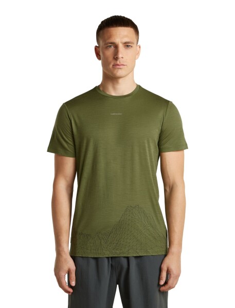 Pánské merino triko krátký rukáv ICEBREAKER Mens Merino 150 Tech Lite SS Tee 3D Mapping, Sphagnum velikost: L