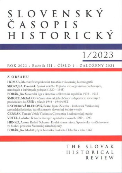 Slovenský časopis historický 1/2023