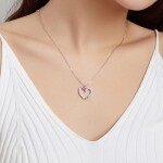 Stříbrný náhrdelník se zirkony Duhové srdce - stříbro 925/1000, Stříbrná 45 cm