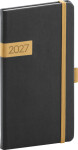 NOTIQUE Diář 2027: Twill - černo-zlatý, kapesní, 9 x 15,5 cm