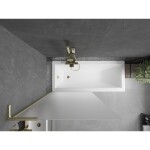 MEXEN/S - Next L vanová zástěna FIX 90 x 150, vzor, zlato kartáčovaný 895-090-000-03-30-55