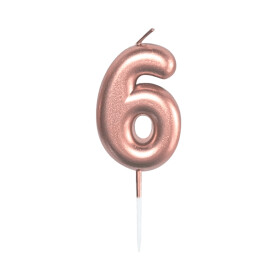 Svíčka dortová rose gold 5 cm číslo 6 - Albi
