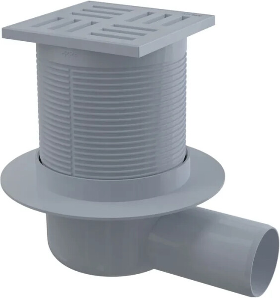 Alcadrain 1 - Alcadrain Podlahová vpust 105×105/50 mm boční, mřížka šedá, vodní zápachová uzávěra APV5111 APV5111