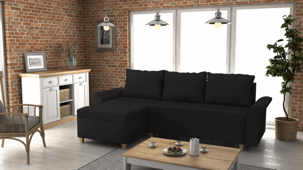 FRONTI Rohová rozkládací sedačka LENOX černá - SAWANA 14 17406