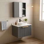 REA - Koupelnová sestava nábytku s deskou Marti 60cm Grey REA-M0031