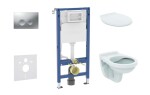 GEBERIT - Duofix Set předstěnové instalace, klozetu Alpha a sedátka, tlačítko Delta21, matný chrom SANI11CD2142