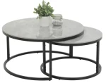 Sada 2 kulatých stolků Luis, 80 cm/60 cm, šedá imitace mramoru
