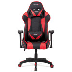 Kancelářská židle houpací mech., černá + červená koženka, plast. kříž