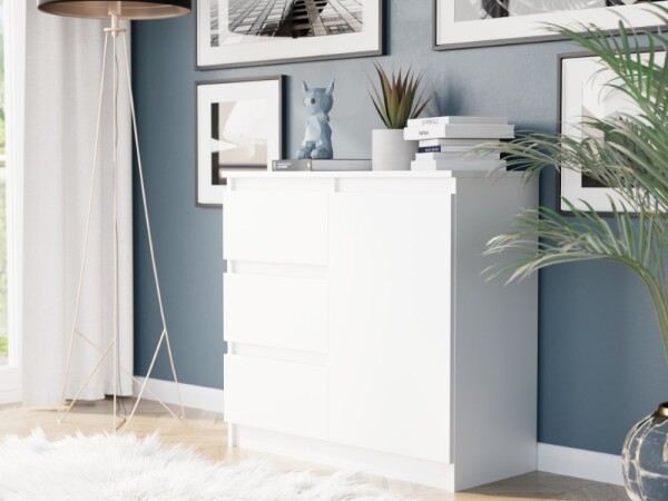 DumDekorace Komoda R-80-S3 se zásuvkami 80 cm - různé barevné varianty Bílá