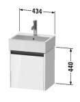 DURAVIT - Ketho.2 Umyvadlová skříňka 44x43x34 cm, 1 dvířka, panty vlevo, lesklá bílá K25070L22220000