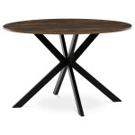 Stůl jídelní kulatý, 120x120x75,5 cm, MDF staré dřevo, černé kovové nohy
