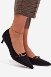 Dámské lodičky na nízkém podpatku s ozdobným páskem Černé Pirela 40