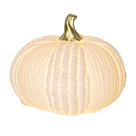 STAR TRADING Svítící LED dekorace Pumpkin 12 cm, bílá barva, porcelán
