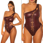 Sexy KouCla Coldshoulder Wetlook Body barva BORDEAUX velikost Einheitsgroesse