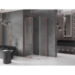 MEXEN/S - Velar L sprchový kout, posuvné dveře 120 x 100, transparent, růžové zlato 871-120-100-03-60
