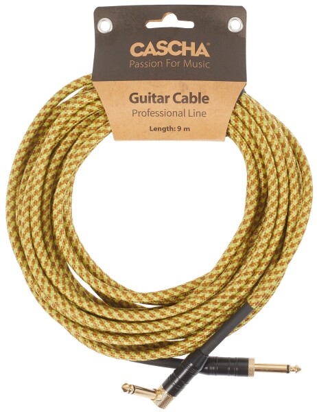 Cascha Professional Line Guitar Cable Angled Tweed Natural 9 m
