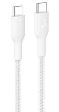 Belkin USB-C - USB-C bílá / Opletený kabel / 240 W / 1 m (CAB025HQ1MWH)