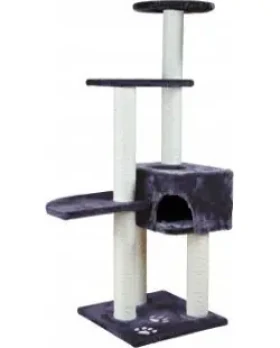 TRIXIE Škrábadlo Alicante antracit / Kočičí strom s jeskyní / 142 cm / sisal, plyš / 45×45 cm (TX-43867)