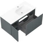 MEXEN/S - Orio koupelnová skříňka 100 cm s umyvadlem Vela pravá, 1S, 1D, grafit mat/bílá mat 91A13-10047-3-BBFF66-W23P01