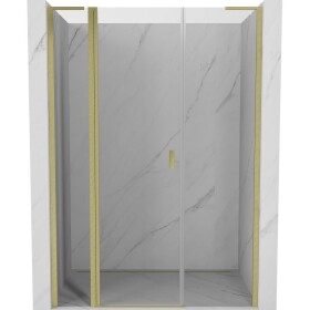 MEXEN/S - Mist L sprchové dveře křídlové 155, transparent, zlatá kartáčovaná 8A4L-155-001-55-00