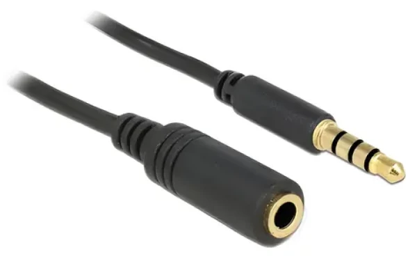 DeLock černý / Prodlužovací kabel Jack 3,5 mm / iPhone 4pin / 3 m / pozlacené konektory (84668)