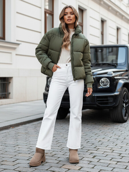 Dámská krátká zimní prošívaná bunda VIBEGIRL zelená FashionStreet TY4946 XL