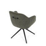 Židle jídelní a konferenční, zelená látka, černé kovové nohy, otočný mechanismus