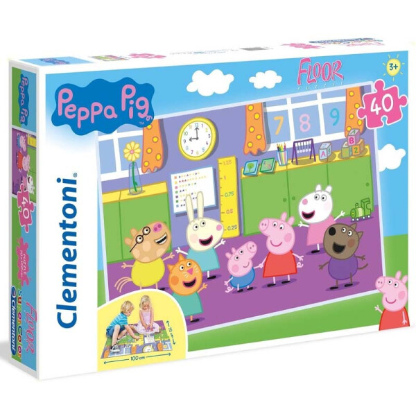 Clementoni Puzzle Supercolor Prasátko Peppa Floor / 40 dílků - Schleich Pre School Smurfs