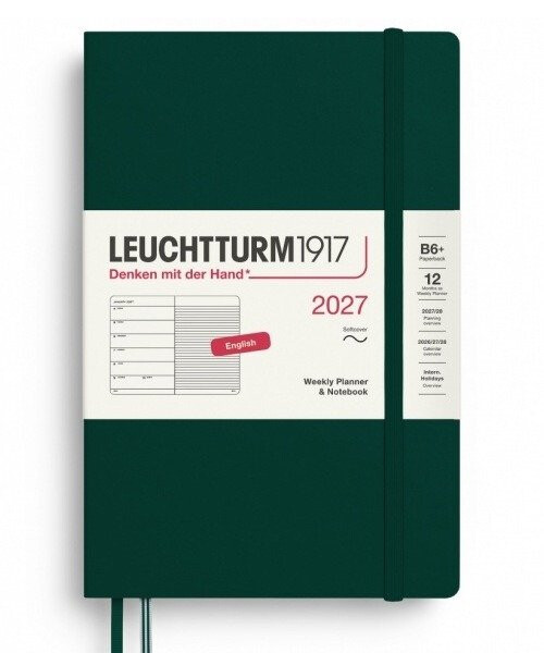 Týdenní plánovač Zápisník Forest Green, Paperback B6+ 2027, Softcover, anglicky