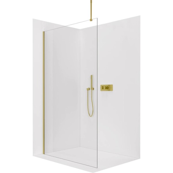 CERANO Sprchová zástěna Walk-in Onyx Top Round L/P - 8 mm - kulatá vzpěra - zlatá, transparentní sklo - 70x200 cm