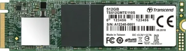 Transcend MTE110S 512GB / M.2 2280 Gen 3 / RW: 1700/900 MBps / IOPS: 160K/140K / MTBF 1.0mh / 5y (TS512GMTE110S)