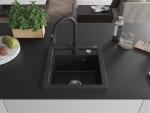 MEXEN/S - Vito granitový dřez 1-miska včetně baterie Elia, černá/zlatá metalik 6503-75-670101-70