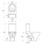CERSANIT - WC KOMBI MODUO 667 011 3/5 CLEAN ON, SEDÁTKO SLIM WRAP DUROPLAST-SOFT CLOSE K116-025