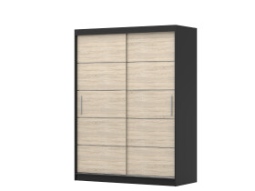Šatní skříň Vista 06 Barva korpusu: Černá, Rozměry: 150 cm, Dveře: Dub sonoma