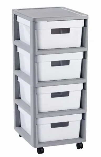 Curver INFINITY Regál se zásuvkami 4x11l šedo-bílá (231559)