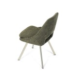 Židle jídelní, zelená látka, kovové nohy, broušená nerez.