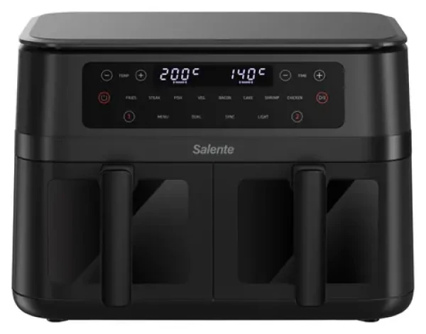 Salente DoubleAir černá / Horkovzdušná fritéza / 2950 W / 11 l / 8 programů (DOUBLEAIR-BK)