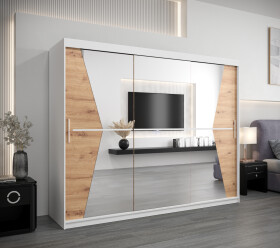 Šatní skříň Abi Ma Barva korpusu: Bílá, Rozměry: 250 cm, Dveře: Dub artisan