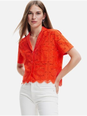 Oranžová dámská krajková košile Desigual Preston Dámské