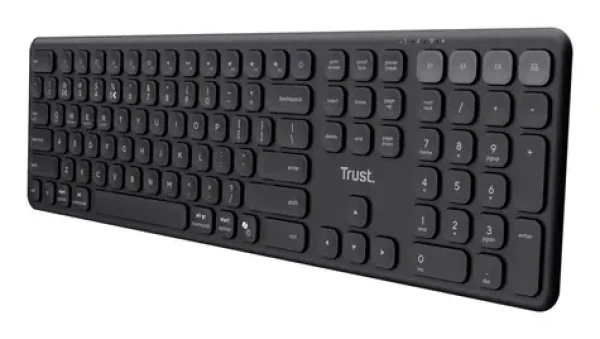 Trust Vaiya černá / Bezdrátová klávesnice / US layout / RF 2.4GHz Bluetooth / numerická klávesnice (25511)