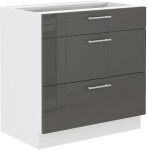 Spodní skříňka Lara 80 D 3S BB - Quadro Barva korpusu: Bílá, Barva dvířek: Cappucino lesk